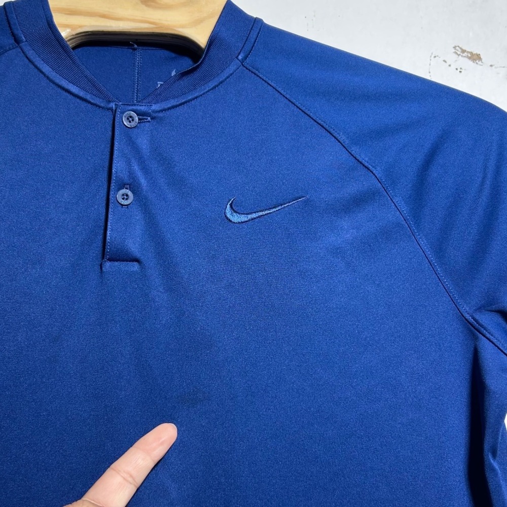 Nike Dri-FIT Blade Collar Golf Polo Shirt Blue Mens Large - Picture 2 of 9